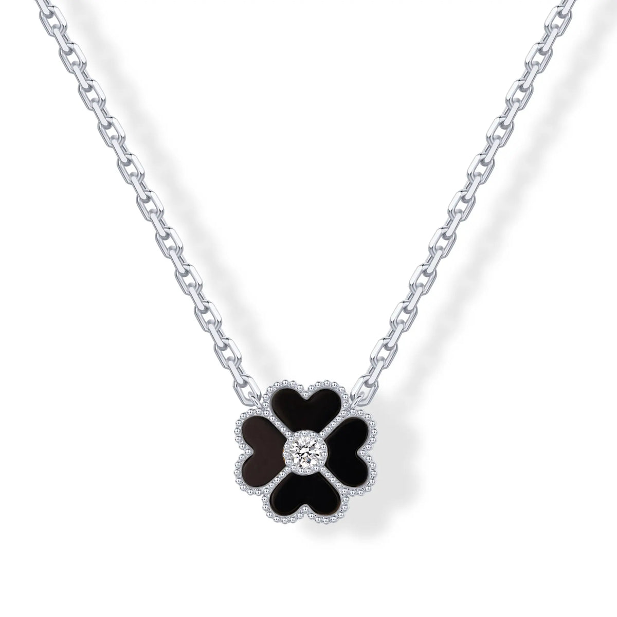 Gold Plated Clover Necklaces for Women - Black Onyx & Mother of Pearl Gemstone Pendant Necklace - Adjustable Chain Hypoallergenic Jewelry Gifts